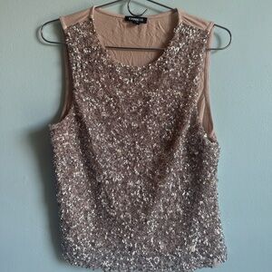 Express strapless express cream sequin tank top